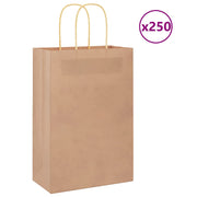 Vidaxl papieren zakjes 250 st met hengsels 21x11x31 cm bruin - afbeelding 1