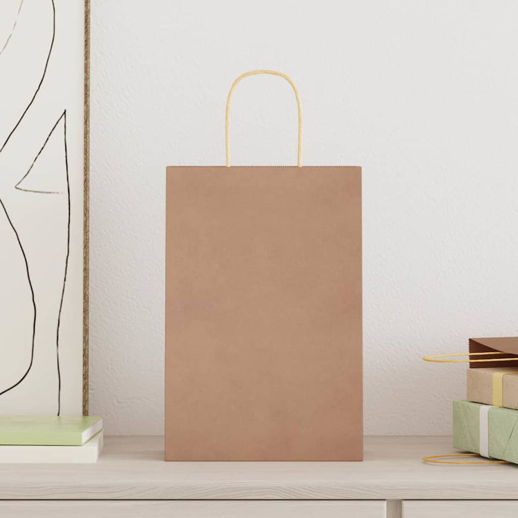 Vidaxl papieren zakjes 250 st met hengsels 21x11x31 cm bruin