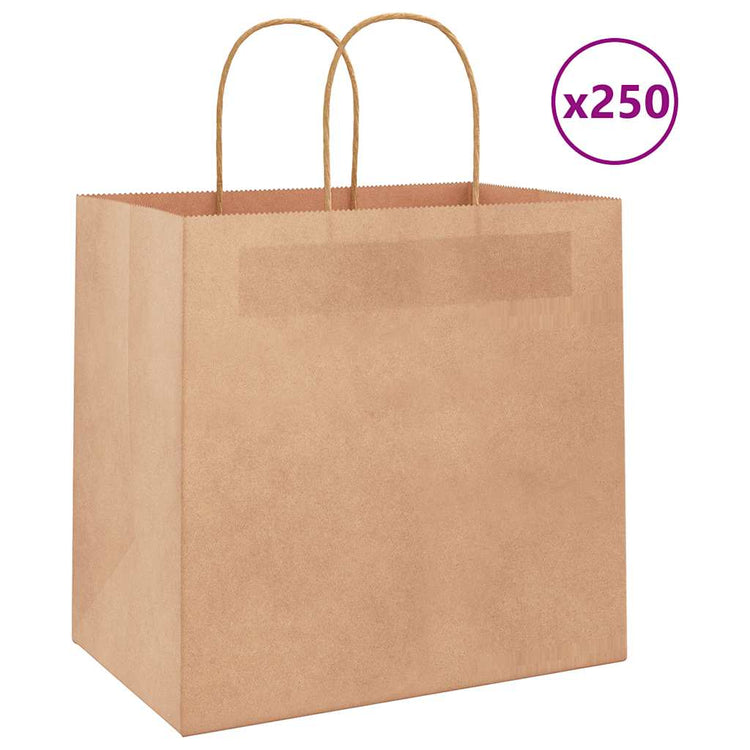 Vidaxl papieren zakken 250 st met hengsels 26x17x25 cm bruin