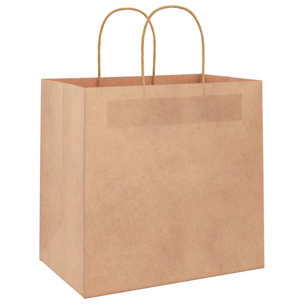 Vidaxl papieren zakken 250 st met hengsels 26x17x25 cm bruin
