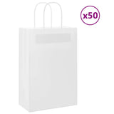 Vidaxl papieren zakjes 50 st met hengsels 21x11x31 cm wit - afbeelding 1