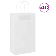 Vidaxl papieren zakken 250 st met hengsels 21x11x36 cm wit - afbeelding 1