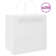 Vidaxl papieren zakken 250 st met hengsels 26x17x25 cm wit - afbeelding 1