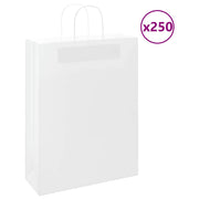 Vidaxl papieren zakken 250 st met hengsels 32x12x42 cm wit - afbeelding 1