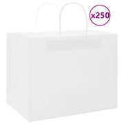 Vidaxl papieren zakken 250 st met hengsels 32x22x24 cm wit - afbeelding 1