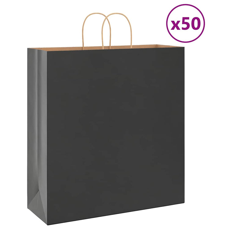 Vidaxl papieren zakken 50 st met hengsels 45x17x48 cm zwart