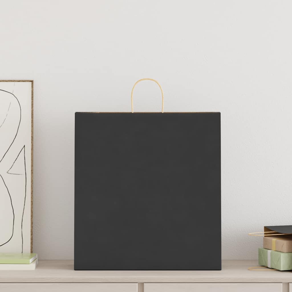 Vidaxl papieren zakken 50 st met hengsels 45x17x48 cm zwart