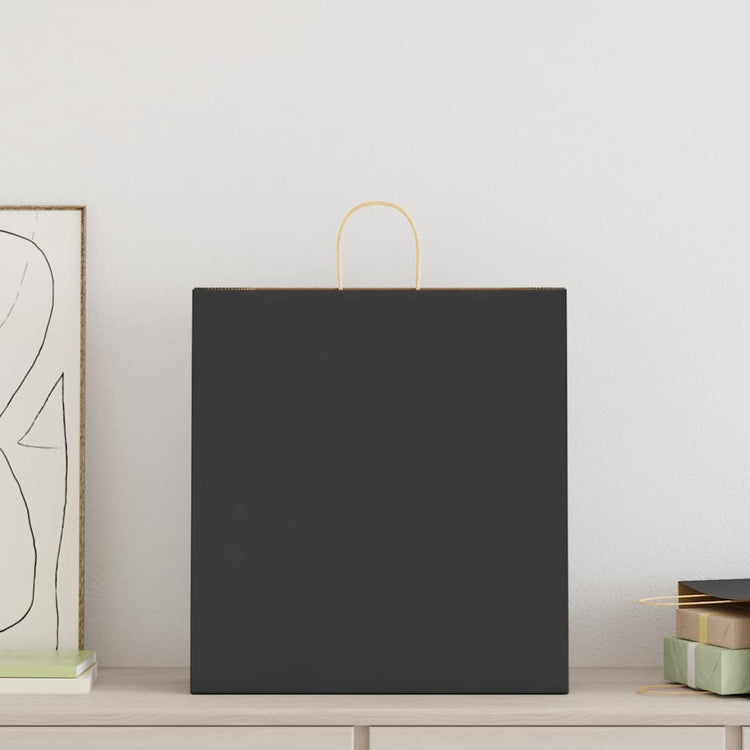 Vidaxl papieren zakken 50 st met hengsels 45x17x48 cm zwart