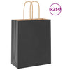 Vidaxl papieren zakken 250 st met hengsels 18x8x22 cm zwart