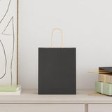 Vidaxl papieren zakken 250 st met hengsels 18x8x22 cm zwart - afbeelding 2