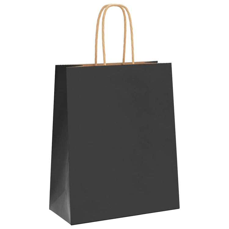 Vidaxl papieren zakken 250 st met hengsels 18x8x22 cm zwart