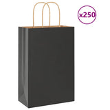 Vidaxl papieren zakken 250 st met hengsels 21x11x31 cm zwart - afbeelding 1
