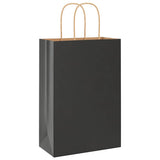 Vidaxl papieren zakken 250 st met hengsels 21x11x31 cm zwart - afbeelding 3