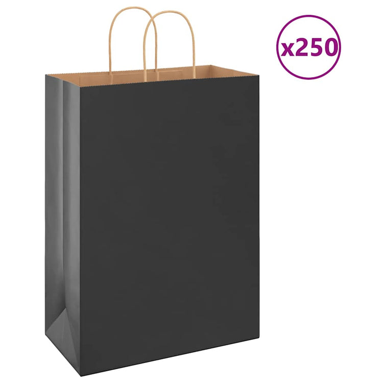 Vidaxl papieren zakken 250 st met hengsels 32x17x44 cm zwart