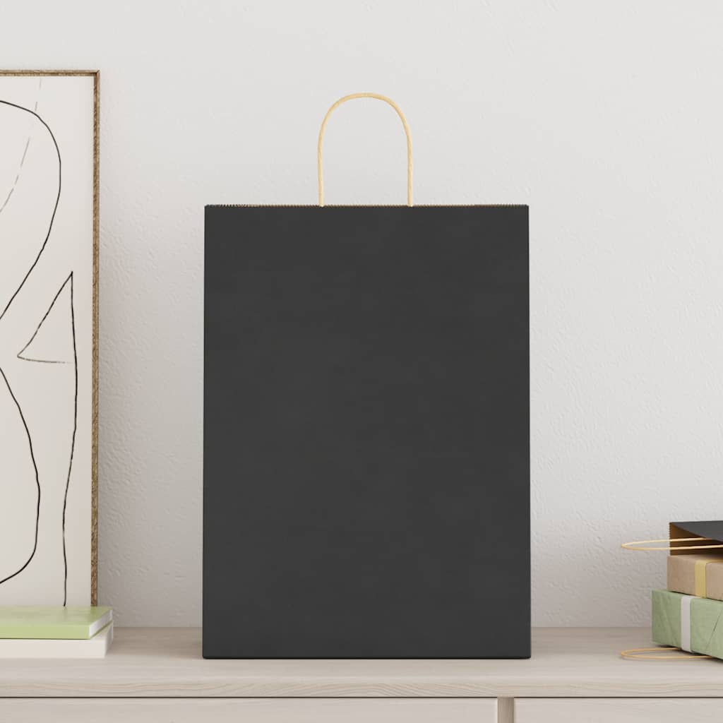 Vidaxl papieren zakken 250 st met hengsels 32x17x44 cm zwart