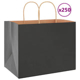 Vidaxl papieren zakken 250 st met hengsels 32x22x24 cm zwart - afbeelding 1