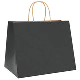 Vidaxl papieren zakken 250 st met hengsels 32x22x24 cm zwart - afbeelding 3