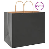 Vidaxl papieren zakken 250 st met hengsels 32x22x28 cm zwart - afbeelding 1