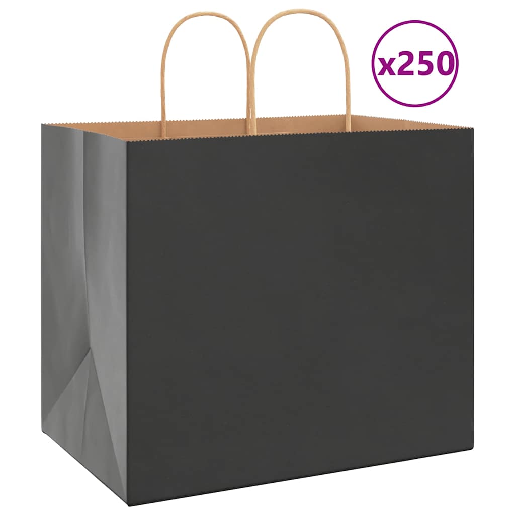 Vidaxl papieren zakken 250 st met hengsels 32x22x28 cm zwart