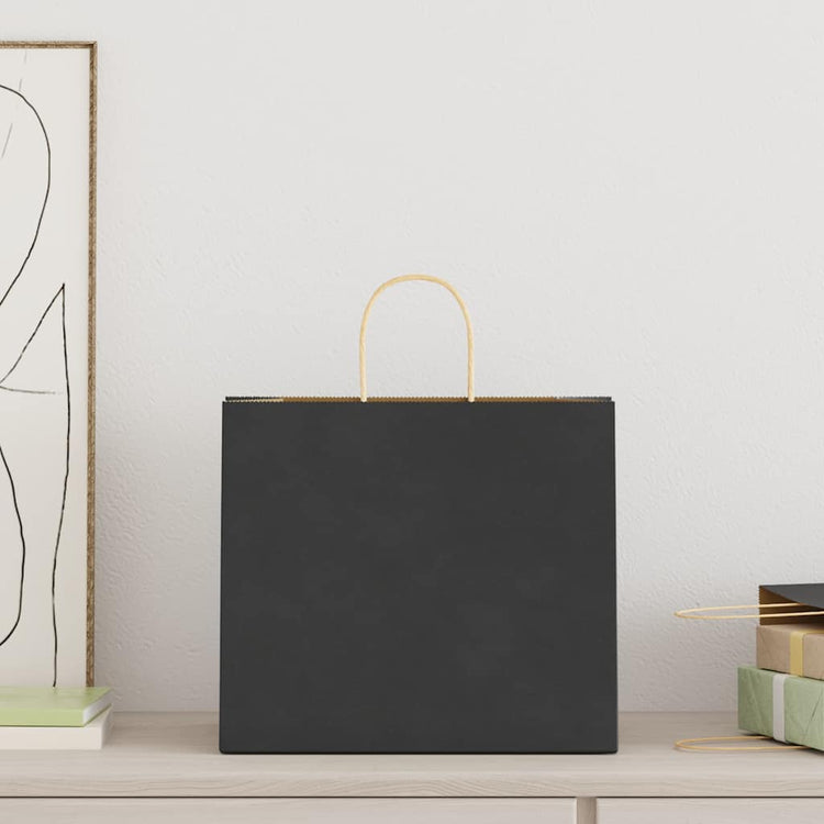 Vidaxl papieren zakken 250 st met hengsels 32x22x28 cm zwart