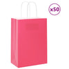 Vidaxl papieren zakken 50 st met hengsels 15x8x21 cm roze
