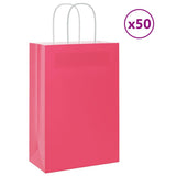 Vidaxl papieren zakjes 50 st met hengsels 21x11x31 cm roze - afbeelding 1