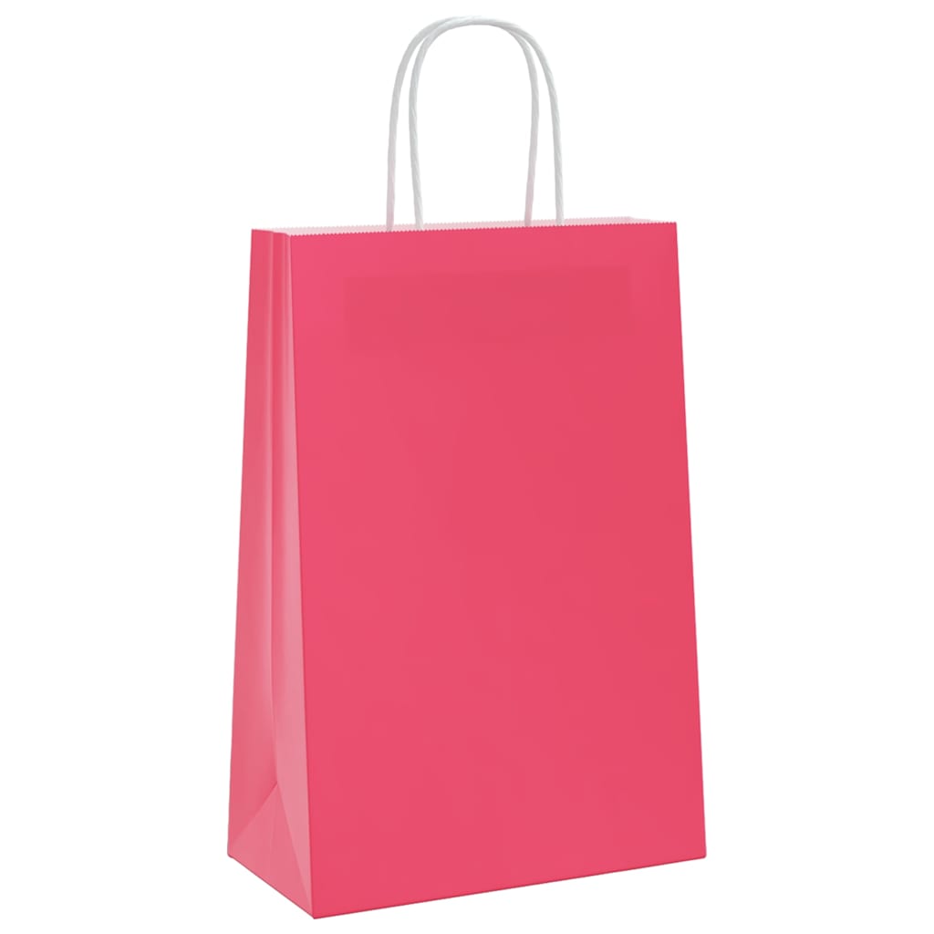 Vidaxl papieren zakjes 50 st met hengsels 21x11x31 cm roze
