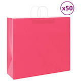 Vidaxl papieren zakken 50 st met hengsels 54x15x49 cm roze - afbeelding 1