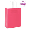Vidaxl papieren zakken 250 st met hengsels 18x8x22 cm roze