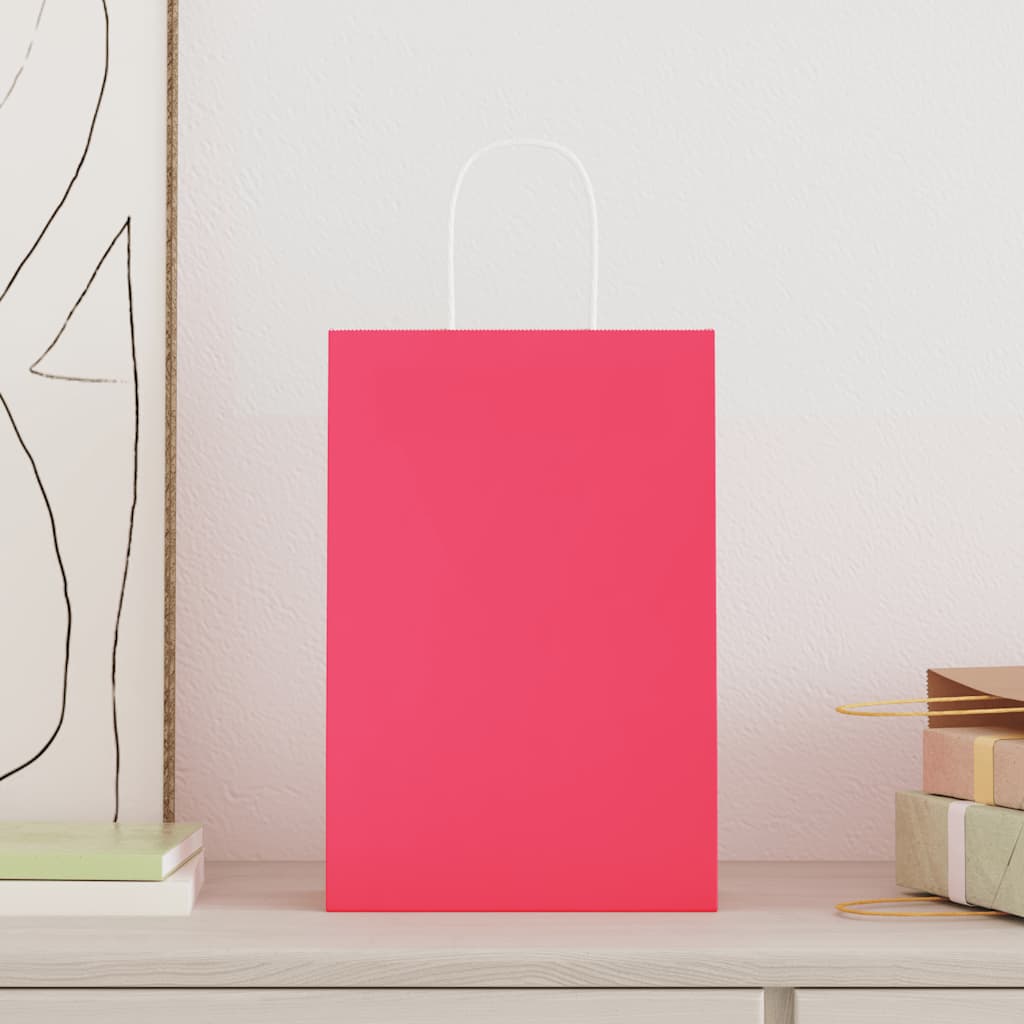 Vidaxl papieren zakken 250 st met hengsels 21x11x31 cm roze