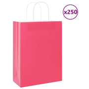 Vidaxl papieren zakken 250 st met hengsels 26x12x35 cm roze - afbeelding 1
