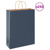 Vidaxl papieren zakken 250 st met hengsels 32x12x42 cm blauw - afbeelding 1