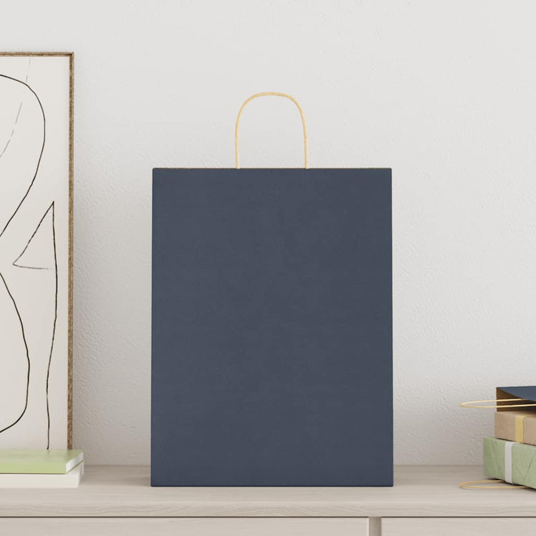 Vidaxl papieren zakken 250 st met hengsels 32x12x42 cm blauw