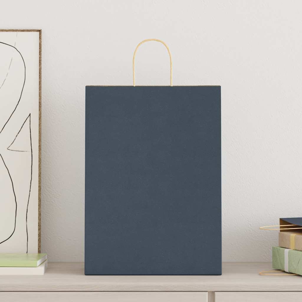 Vidaxl papieren zakken 250 st met hengsels 32x17x44 cm blauw