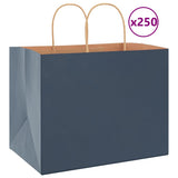 Vidaxl papieren zakken 250 st met hengsels 32x22x24 cm blauw - afbeelding 1