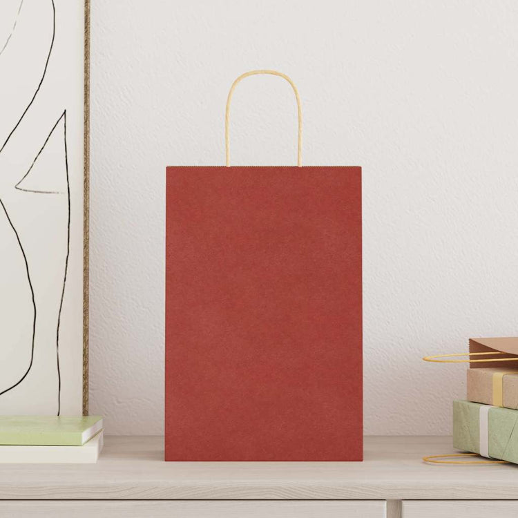 Vidaxl papieren zakken 250 st met hengsels 21x11x31 cm rood