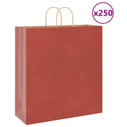 Vidaxl papieren zakken 250 st met hengsels 45x17x48 cm rood - afbeelding 1