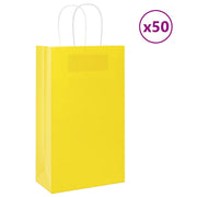 Vidaxl papieren zakken 50 st met hengsels 21x11x36 cm geel - afbeelding 1