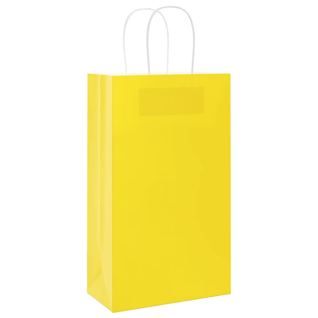 Vidaxl papieren zakken 50 st met hengsels 21x11x36 cm geel