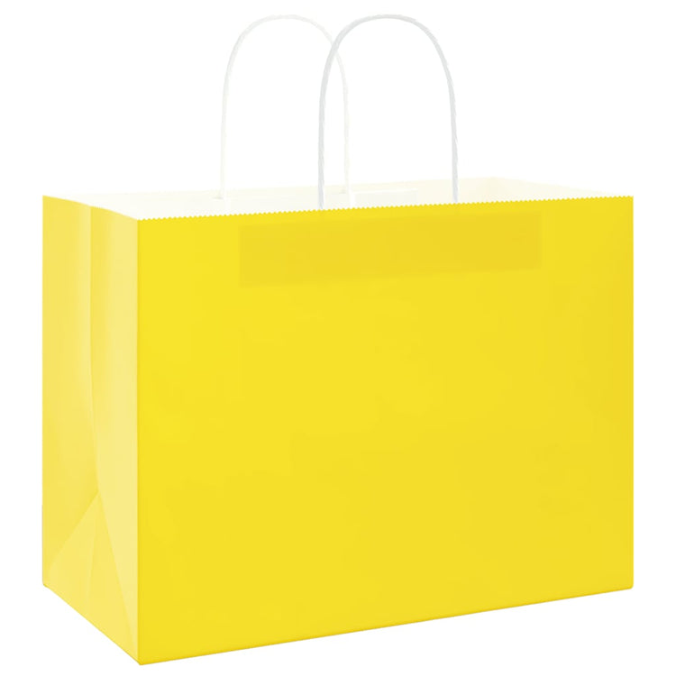 Vidaxl papieren zakken 50 st met hengsels 32x17x25 cm geel