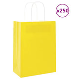 Vidaxl papieren zakken 250 st met hengsels 21x11x28 cm geel - afbeelding 1