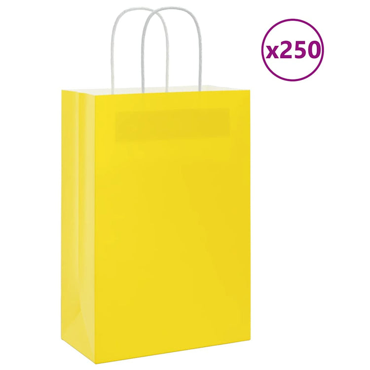 Vidaxl papieren zakken 250 st met hengsels 21x11x31 cm geel