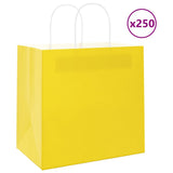 Vidaxl papieren zakken 250 st met hengsels 26x17x25 cm geel - afbeelding 1