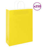 Vidaxl papieren zakken 250 st met hengsels 32x12x42 cm geel - afbeelding 1