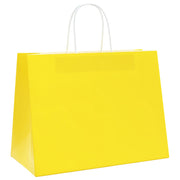 Vidaxl papieren zakken 250 st met hengsels 32x17x25 cm geel - afbeelding 3