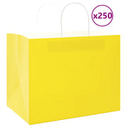 Vidaxl papieren zakken 250 st met hengsels 32x22x24 cm geel - afbeelding 1