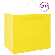 Vidaxl papieren zakken 250 st met hengsels 32x22x28 cm geel - afbeelding 1