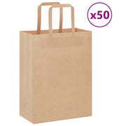 Vidaxl papieren zakken 50 st met hengsels 21x11x28 cm bruin - afbeelding 1