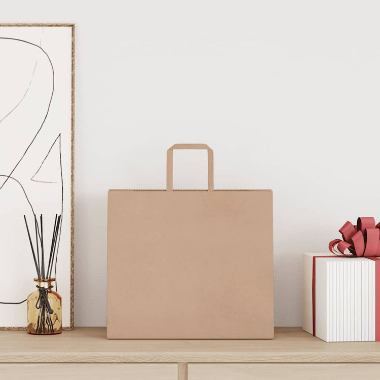 Vidaxl papieren zakken 50 st met hengsels 32x22x28 cm bruin