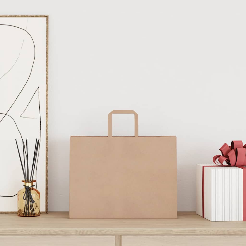 Vidaxl papieren zakken 250 st met hengsels 32x17x25 cm bruin